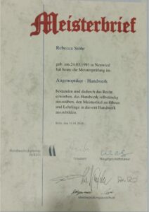 Sehtest & Brillenanalyse Dierdorf Meisterbrief Rebecca