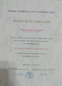 Sehtest & Brillenanalyse Dierdorf Meisterbrief Rebecca